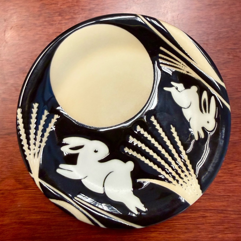 Easter Spring Rabbit Ceramic Art Dish Small Plate for Jewelry Trinkets or Decor